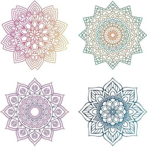 GORGECRAFT 4 Pegatina para Ventana de Mandala Estática con Flor de la Vida Pegatina para Puerta Corredera de Cristal Película de Alerta de Vinilo para Dormitorio Baño Pegatinas Anticolisión Evitar