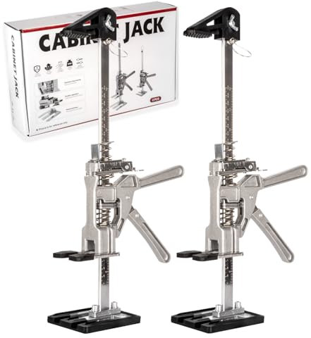 Guolich 2 Pièces Leve Plaque Placo, Système de Nivellement des Carreaux Outil, Réglable Deplace Meuble, Avec échelle Pour Les Sols, les Fenêtres et les Armoires-Capacité Jusqu'à 400kg/880lbs(38.3cm)