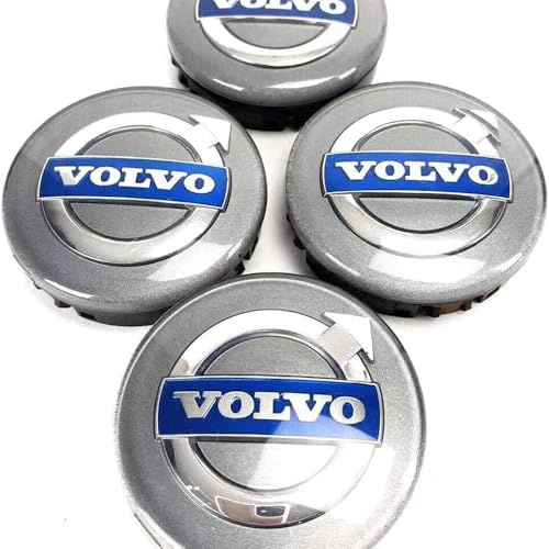 QSLLLY 4 Piezas Coche Tapas Centrales para Volvo S40 S60 S80 S90 64mm, Tapabujes Rueda Centro Tapa Llantas Polvo Herrumbre Impermeable Neumáticos Llantas
