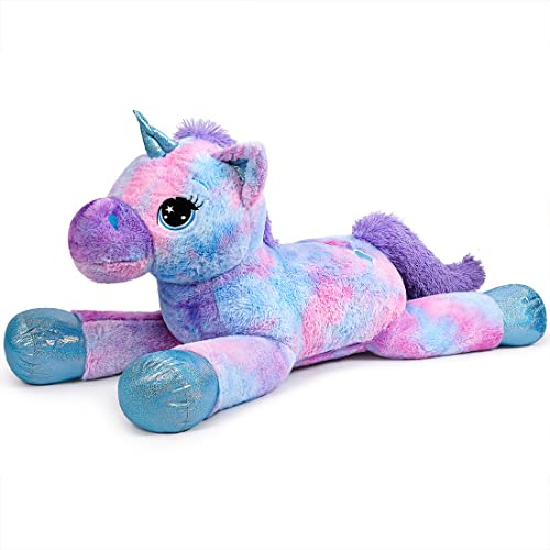 Sausudols Peluche Unicorno Gigante 80cm - Peluche Tenero Jumbo per Ragazze Morbido Cuscino di Peluche Unicorno Regalo per Compleanno, Natale, San Valentino Blu
