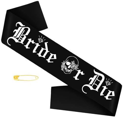 Fascia con scritta Bride or Die, fascia per feste con scritta Bride or Die, divertente fascia per addio al nubilato, addio al nubilato, Halloween, matrimonio, fidanzamento, feste, decorazioni