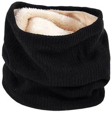 baizhong Vinter halsvärmare termisk fodrad oändlighet, fleece halsvärmare unisex tjock stickad cirkel halsduk för cykling löpning skidåkning sport (svart), Svart, 25cm