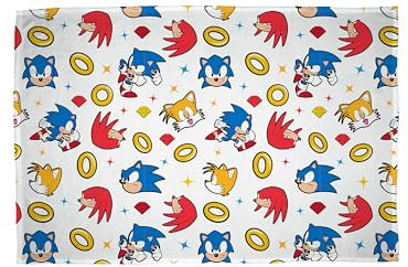 Sonic Official Fleece Throw Blanket | Super Soft, Sonic the Hedgehog Design | Warm Super Soft Feel White Throw | Perfect for Home, Bedroom, Sleepovers & Camping | Size 100 x 150cm