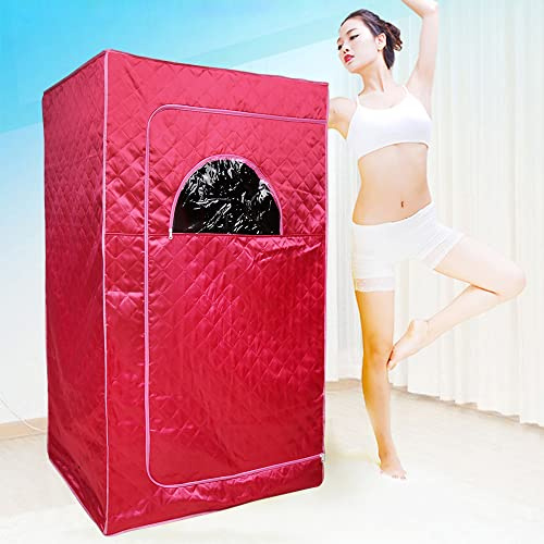 OHMG Bärbar bastu, 3 L utomhusbastu, bärbar bastu med full kropp, bärbart spa med 1 000 W bärbar vapozon, fjärrkontroll, stort utrymme, bärbar bastu mager, detox (röd-100 x 80 x 170 cm)