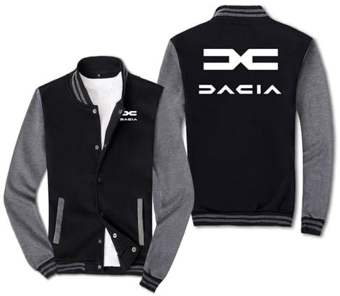 ZQSLFCCW Giacca da College da Uomo per D.A.C.I.A Unisex Stile Aviatore Leggero Abbigliamento Sportivo Divisa da Baseball Universitaria con Bottoni Cardigan Casual(Black-Gray,L)