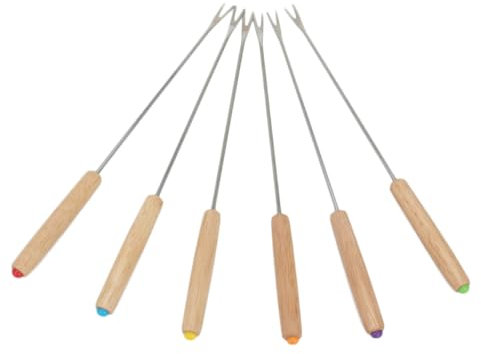 iplusmile 6 Piezas Palitos para asar para servir charcutería brocheta horquilla carne parilla tenedores para asar perros calientes tenedores de barbacoa palos para hornear