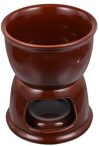 CHICAMPERA Pentola Per Fonduta in Ceramica Per Sciogliere Formaggio e Cioccolato, Stufa Resistente Alle Alte Temperature Per Uso Domestico e Ristoranti, Set Artigianale in Ceramica Marrone