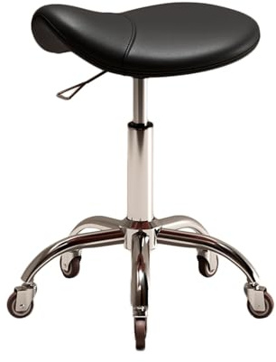 Sadelpall Kraftig, Rullande Snurrpall Med Tjock Vaddering, Justerbar Höjd 40-58cm, For Massagesalong Hemma, Belastning 440LBS(Black)