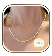 Avotto Ketten Damen Gold 2mm Kette Gold Diamant Glänzende Halskette Golden Ketten für Damen 18 Zoll