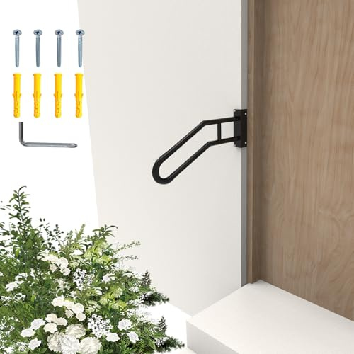 Jamb Mount Handrail for Outdoor Step-1-2 Step Waterproof Stairs Railing-Side Mount Deck Hand Rails for Elderly-Porch Railing-Staircase Grab Rail-U-Shape Safety Handle for Mobile Home/Short Stairway