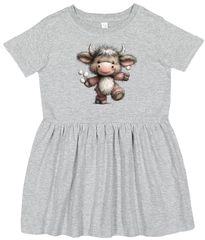 inktastic Highland Cow Juggling Toddler Dress 5-6 Heather Grey 47de7