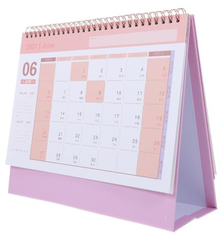 HAKIDZEL Stort Bordskalender Flip Desktop Kalender med Månad och Dag Rosa Stående Planerare för och Hem och Platsbesparande Kalender för Daglig Organisering