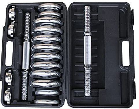 Lisaro 15kg Hantelset + Hantelkoffer – Chromed Kurzhantel-Set| 30mm