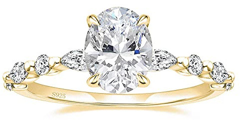EAMTI 925 Sterling Silver Engagement Rings for Women Oval Cut, 5, Metal, Cubic Zirconia