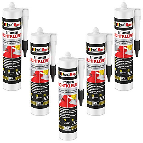 Isolbau Bitumen-Dichtkleber - 5 x 310 ml Klebstoff & Dichtmasse für Montage & Reparatur von Bitumen-Schindeln - Schwarz