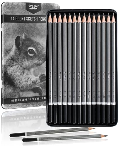 Mr. Pen- Sketch Pencils for Drawing, 14 Pack, Drawing Pencils for Shading | Artist Graphite Pencils for Sketching (10B-6H), Sketch Set for Artists, Shading & Art Projects, Sketching Supplies