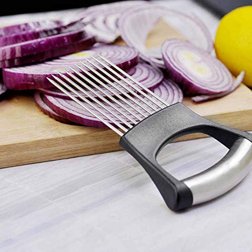 Onion Holder, All in one - Vegetable Fruits Slicer, Meat Tenderizer, Stainless Steel Cutting Kitchen Gadgets