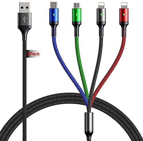 YTLUSN 3M Multi Charging Cable Long Universal Multi Charger Cable Dual Nylon Braided with IP/Micro USB/Type C Ports phone charging cable for Phone 16 15 14/Tablets/Samsung Galaxy/Huawei/LG (1, 3M) (2)