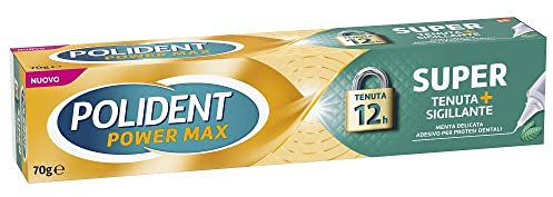 Polident Power Max, Super Tenuta + Sigillante, Adesivo per Protesi Dentale, Tenuta Salda Giornaliera, Gusto Menta Delicata, 70g