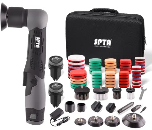 SPTA Mini polisseuse sans fil 12 V avec tampon de polissage et tampons en laine pour polissage, ponçage et nettoyage