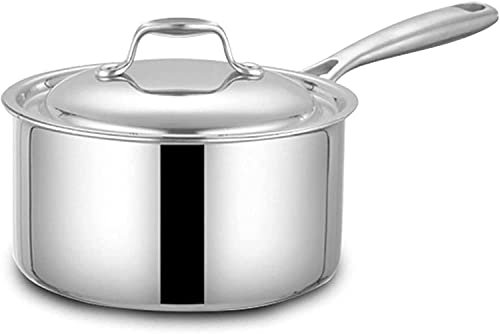 Sartén for leche Wok, sartén for salsa multiusos de acero inoxidable con tapa, olla for salsa, olla pequeña for sopa, espesante, espuma for cocinar, sartén for leche de inducción, sartén for salsa