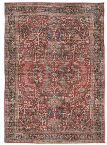 RugVista Khalifa Oriental, Alfombra, Alfombras Modernas, 120 x 180 cm, Rectangular, Pelo Corto, Sala de Estar, Dormitorio, Cocina, Lavado a máquina, Oeko_Tex_100, Rojo