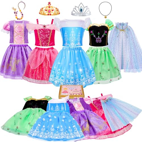 Meland Princess Dress Up - Dress Up Clothes for Girls with Toys,Christmas Birthday Gift for Toddler Girls 3,4,5,6,7,8 Years