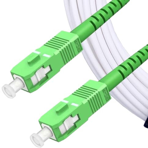 Elfcam® - 15m Câble à Fibre Optique pour Orange Livebox, Les Box Red SFR et Bouygues Telecom Bbox, SC/APC vers SC/APC Simplex Monomode OS2 9/125μm LSZH, Blanc(15m)