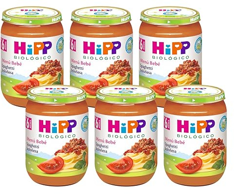 HiPP Biológico - Tarrito De Spaghetti Boloñesa BIO - Menú Bebé - Pack 6X190g - Ingredientes de Producción Ecológica - A Partir de 6 Meses