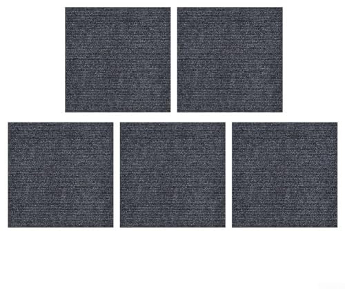 5 Pcs Carpet Tiles, 30 X 30 Cm Flooring Self-Adhesive Commercial Carpet With Non-Slip, Carpet Flooring for Office, Carpet Tiles Heavy Duty Washable Carpet Tiles(Dark grey)