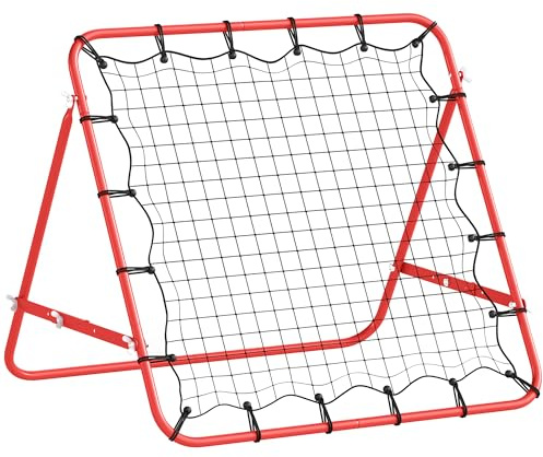 HOMCOM Filet de Rebond en Métal Angle Réglable 96 x 80 x 96 cm Rouge