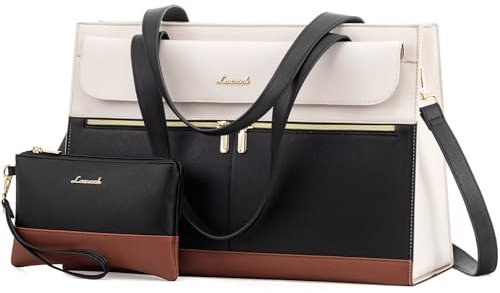 LOVEVOOK Laptoptasche 15,6 Zoll Handtasche Damen, Arbeitstasche Aktentasche Lehrertasche Groß, PU Leder Schultasche Handbag for Women, Wasserdicht Tote Bag Shopper Business Tasche für Büro Uni Arbeit