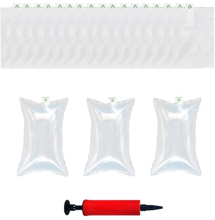 Wenrescry 100 Stück Luftpolsterkissen,10 x 20 cm Luftkissen Polstermaterial, füllmaterial für pakete,bubble bag,Stoßfest Verpackungsmaterial für sicheren Versand und Transport,mit manueller Pumpe