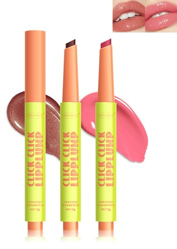 2Pcs Click Lip Plumper Lipstick, Long Lasting Feuchtigkeit, Glanz Lip Fat Oil für Trockene Schuppige Lippen, Feuchtigkeitsspendend und Pflegend Tinted Lip Balm, Vegan Makeup Geschenke für Frauen-5+7