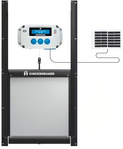 Automatic Chicken Coop Door Opener, ChickenGuard ‘PRO Solar Combi’ Timer/Light Sensing, Solar Panel Kit Included Plus Self-Locking Anti-Predator Strong Aluminium Door (PRO + Door + Solar Panel)