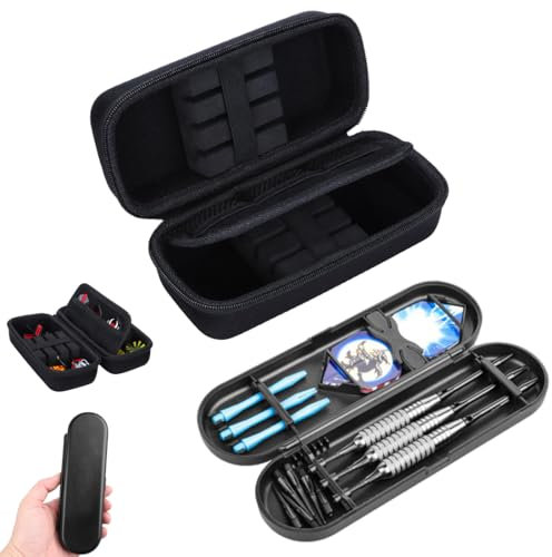 IKOPFLN Darttasche Blaze 3 für 3 Dartpfeile | Dartkoffer mit Schützender Eva-Hartschale, Zubehörfach und Netz | Professionelles Dart-Zubehör für Komplette Montierte Darts und Extras