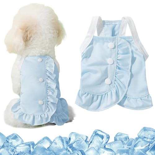 Vestido Refrescante para Perros - Camiseta sin Mangas Transpirable de Secado Rápido, Ropa de Verano con Volantes para Mascotas Pequeñas/Medianas/Grandes y Gatos