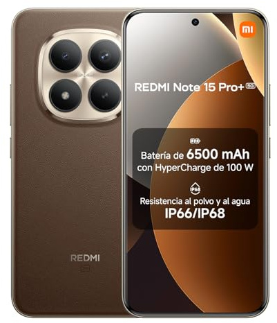 XIAOMI REDMI Note 15 Pro+ 5G - Smartphone de 8+256GB, Pantalla AMOLED 6,83 1.5K AMOLED, Snapdragon 7s Gen 4, cámara de 200 MP, Hypercharge 100W, Cargador no Incluido, café Moca (Versión ES)