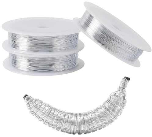 3 Stück Basteldraht Silber, 3 Rollen Dünner Silberdraht Zum Basteln 0.3mm Silberdraht 500cm Basteldraht Edelstahl Geflochten Zum Basteln Schmuckherstellung DIY-Projekte Von Schmuck Kreativen Projekten