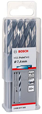 Bosch Professional 10-Piece PointTeQ HSS Twist Drill Bit (for Metal, 7.4 x 69 x 109 mm, Drill Driver Accessories)