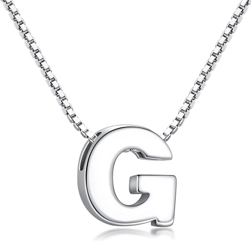 Candyfancy Collar de Mujer de Plata de Ley 925 Pequeñas Iniciales Collar con Colgante Letras A-Z para Mujer Hombre Pareja 45 cm(Letra G Collar)