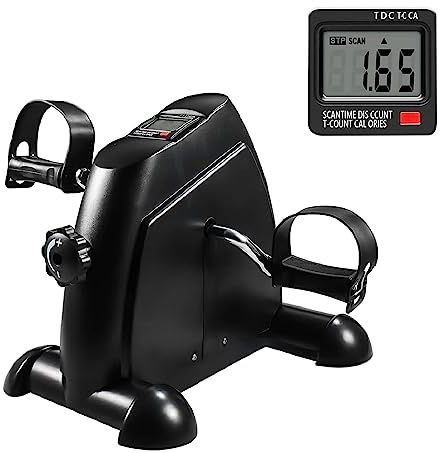Holdfiturn Mini Pedal Exercise Bike, Pedal Exerciser, Under Desk Bike, Mini Stepper with LCD Screen Display, Adjustable Resistance Cycle Bike, Portable Home Gym Fitness Equipment for Arm or Leg