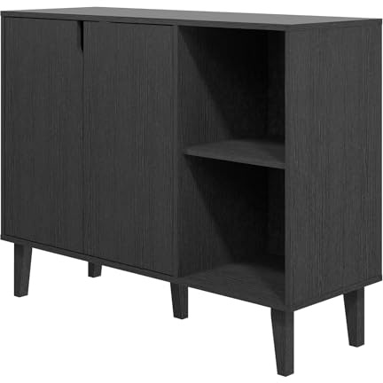 Panana Kitchen Buffet Cabinet Storage Sideboard with 2 Doors 2 Shelves, 41.8 L x 15 W x 32.5 H (Black)