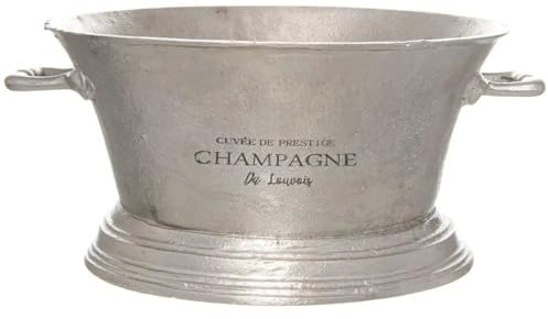 Large Antique Pewter Champagne Cooler -Ice Bucket- Metal - L35 x W48 x H23 cm - Antique Silver