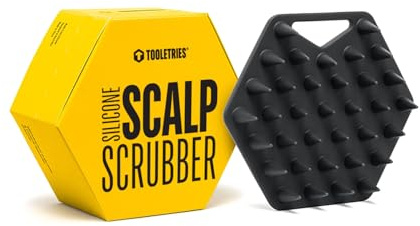 TOOLETRIES Scalp Scrubber - Silicone Exfoliating Hair Scrubber for Men, Bath & Shower Accessories - Durable Scalp Massager that Boosts Circulations & Strengthens Hair - Charcoal