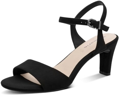 Tamaris Damen Sandaletten, Frauen Sandalen,Sommersandalen,bequem,flach,Sommerschuhe,Freizeitschuhe,offene Schuhe,Strandschuhe,Black,41 EU