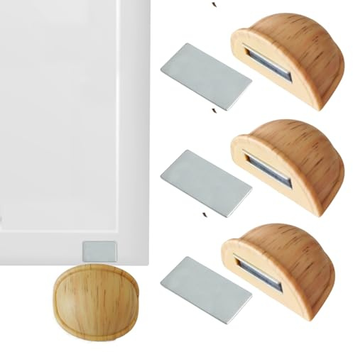 Topes para puertas suelo iman adhesivo - Sujeta puertas suelo roble 4 unds - Retenedor puerta magnético
