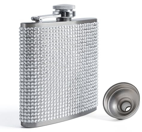 SPDYCESS Donna Fiaschetta con Diamante in Acciaio Inox 6oz Portatile Fiasco per Liquori con Imbuto Fiaschetta Tascabile per Regalo Festa Bar Campeggio