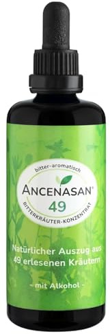 ANCENASAN Bitterdroppar 49 (100 ml) med praktisk pipettförslutning – 7 örter från Hildegard från Bingen ingarna ingår, bitter örter, matsmältningssystemhälsa, bitterämnen