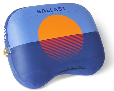 Ballast Beach Pillow – Comfy, Durable & Compact, Stays Put on Windy Beaches with Patented Sand Pouch, Inflatable Pillow for Beaches, Pools, Camping, Festivals and Travel (Blazing Sunset)